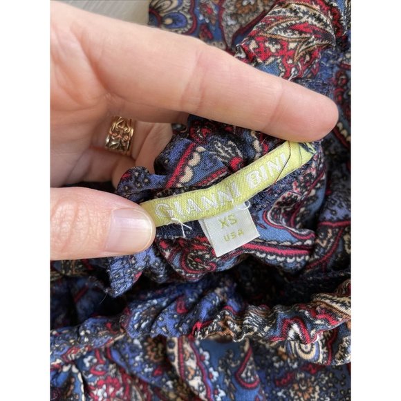 Gianni Bini Shorts Romper navy blue maroon paisley One Piece Womens Sm made USA‎ - Picture 2 of 8